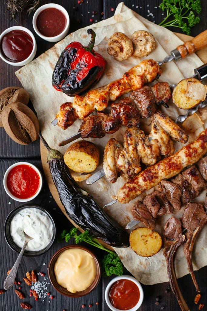 Mixed Meat Kebab and Vegetable Platter